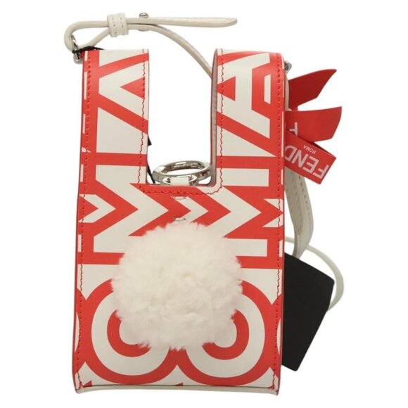 FENDI Bunny Mark Jacobs Collaboration Bag Leather White Red Silver Auth BD1711AM - Picture 3 of 16